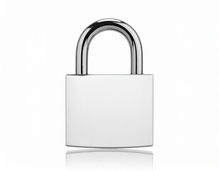 Brass Padlock with Silver Shackle on White Background Representing Security Safety and Protection