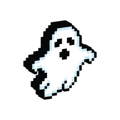 Obraz premium 3D isometric pixel art ghost 8 bit vector icon for computer game