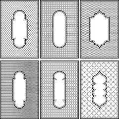Islamic geometric frames with arabesque arch Ramadan pattern backgrounds