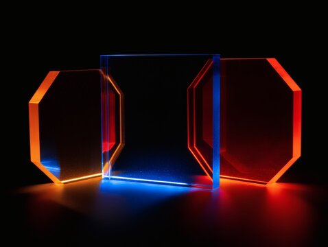 Translucent Color Acrylic Shapes in Minimal Composition