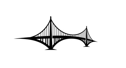 Fototapeta premium Black Silhouette of Modern Bridge.