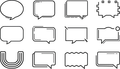 Fototapeta premium Set of black line speech bubbles and chat boxes with transparent background for text messages and dialogue