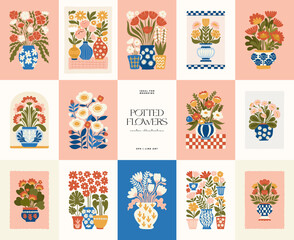 Floral abstract elements. Botanical composition. Modern trendy Matisse minimal style. Floral poster, invite. Vector arrangements for greeting card or invitation design © KozyPlace