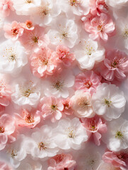 淡いピンクの梅の花が画面いっぱいに広がる春の背景素材