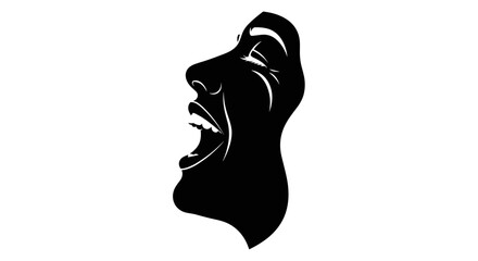 Silhouette of Man Yelling Loudly.