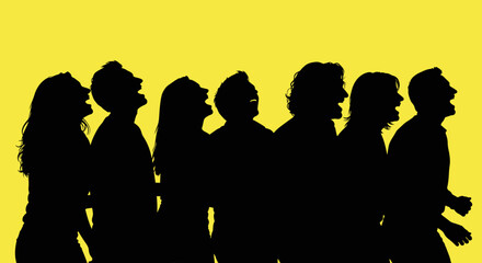 Silhouettes of People Standing Together.