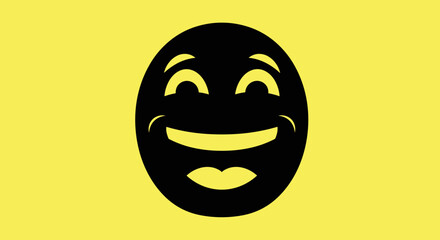 Smiling Face Emoji Black Yellow.