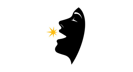 Theater Mask Blowing Kiss Silhouette.