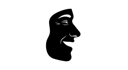 Theater Mask Profile Silhouette Illustration.