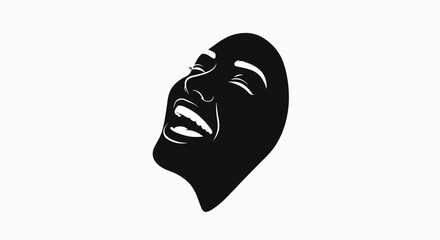 Theater Mask Silhouette Isolated White.