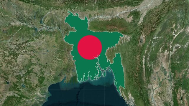 Bangladesh Map With Flag Colors Overlay Animation