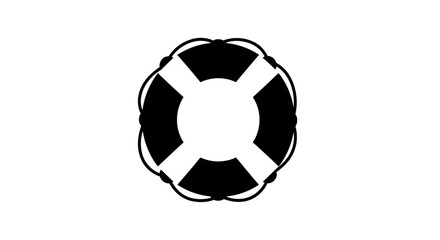 Black and white illustration of a life preserver ring on a white background. © Bismillah