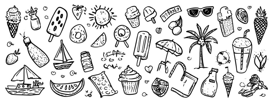 set of beach item summer vibes vector illustration isolated on white background 