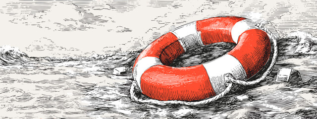 hand drawn vector illustration of  lifebouy © AI PIC