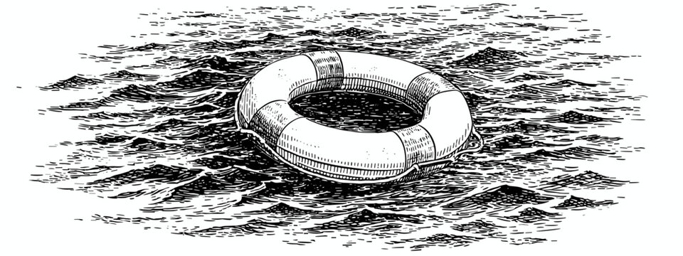 hand drawn vector illustration of  lifebouy