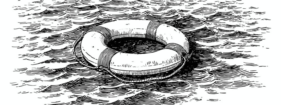 hand drawn vector illustration of  lifebouy