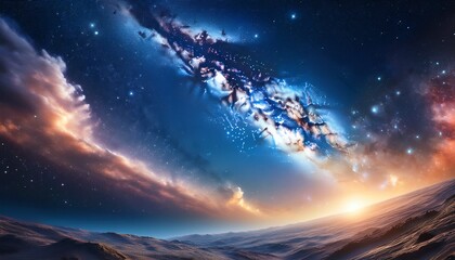 vibrant galaxy showcases swirling cosmic clouds and twinkling stars in deep space exploration and wonder