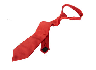 Luxury red men's necktie isolated on white background.	
