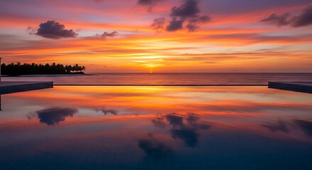 Serene sunset over calm waters illustration