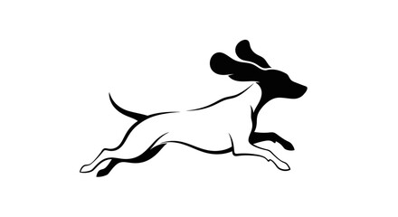Running dog silhouette illustration on white background vector design