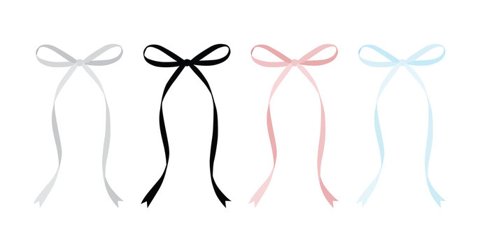 Minimalist bow illustration in flat vector style. Cute decorative ribbon bow with clean shapes and smooth curves, isolated on white background. Perfect for invitations, branding, packaging, cards, and