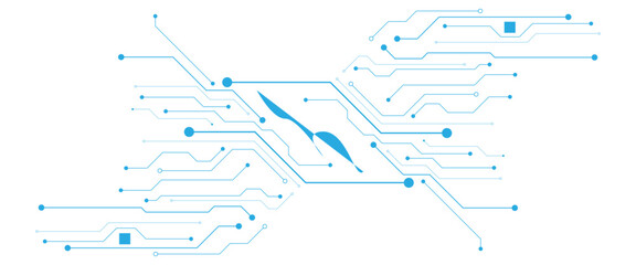 Obraz premium Futuristic electronic circuit board texture on white background. Modern big data visualization. Design for global communication, and digital connection. Vector