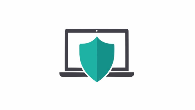 Green shield on laptop screen.