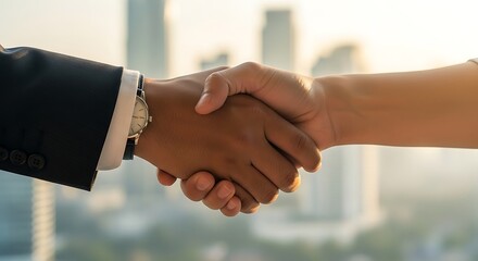 Handshake close-up between two diverse professionals in Jakarta 