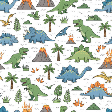 Colorful Dinosaur Pattern A Prehistoric Adventure in Vector Art 2.