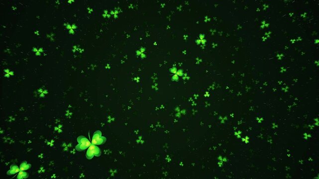 Endless incoming shamrocks clover leaves background