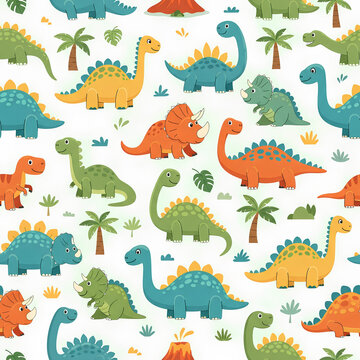 Colorful Dinosaur Pattern for Kids Products and Designs 2.