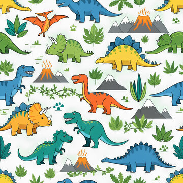 Colorful Dinosaur Pattern for Kids Products and Designs 3.