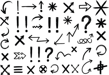 Collection of black symbols and arrows