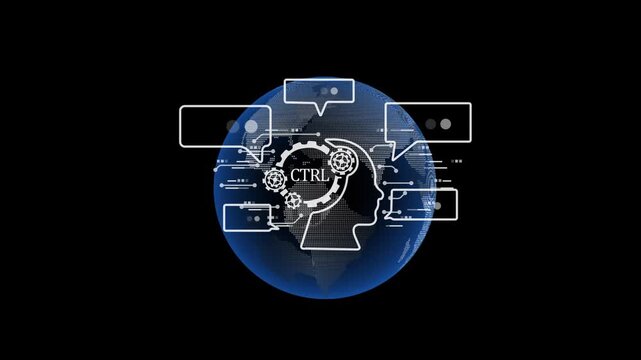 Global System Control and Automation Management Concept with CTRL Icon and Digital Connectivity.