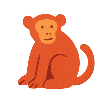 PNG Playful orange monkey illustration.