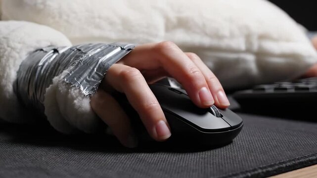 A creative individual skillfully maneuvers a computer mouse, immersed in digital artistry. The warm light of the afternoon enhances their comfy environment, fostering inspiration.