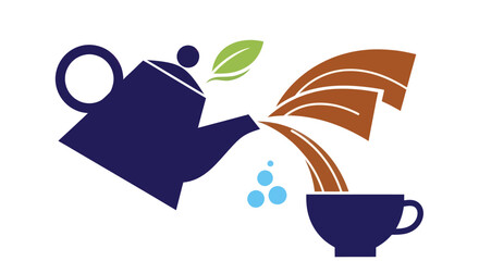 Teapot pouring drink into cup illustration