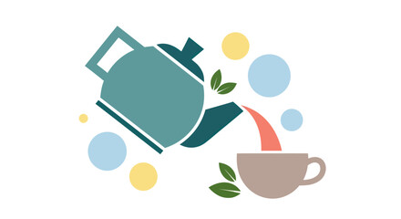 Teapot pouring drink into cup