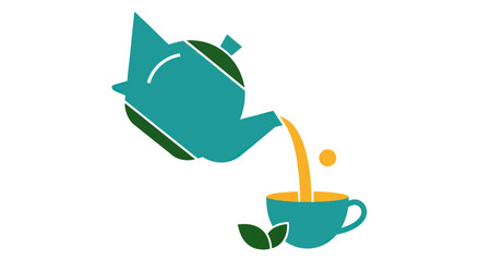 Teapot pouring drink into cup vector