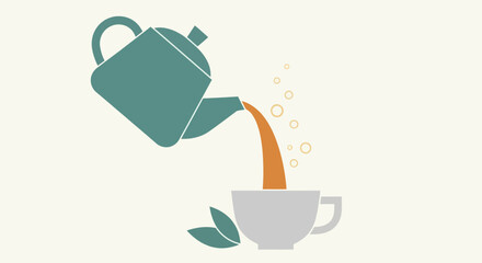 Teapot pouring tea into cup