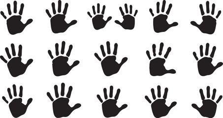 Fototapeta premium Black hand silhouettes on white background pattern design