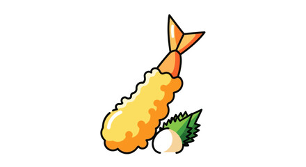 Tempura shrimp illustration isolated on white