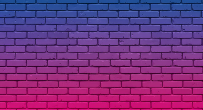 Colorful gradient bricks wall with vibrant purple and pink hues