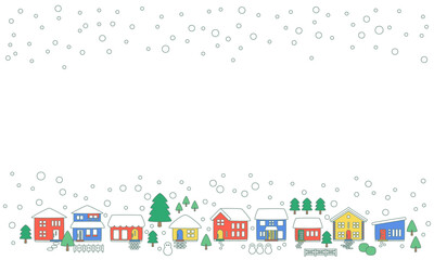 Naklejka premium 雪の降るクリスマスの町並みフレーム背景素材_縁