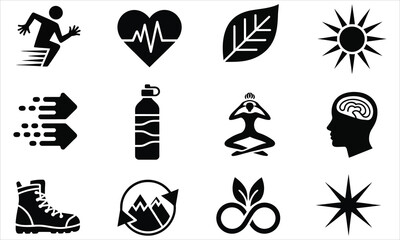 Healthy Lifestyle and Wellness Icons vector