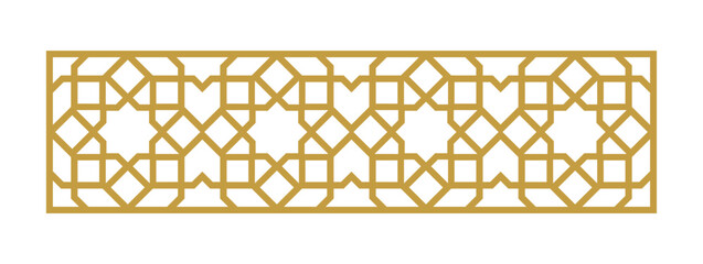 Luxury Golden Moroccan Islamic Geometric Ornamental Border Pattern