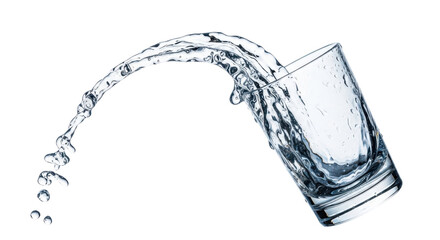 Blue cold water glass splash on white background, studio shot png