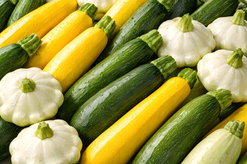 Summer Squash Assortment Close-Up Full Frame Background