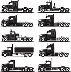 black truck silhouettes in various configurations and angles