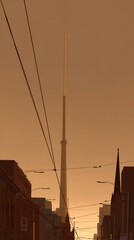 Urban Street in Early Morning Light with Long Shadows, Empty Pavement, and Soft Warm Atmosphere for City Photography